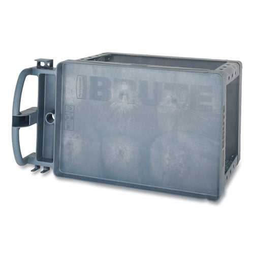 Image of Rubbermaid® Commercial BRUTE Heavy-Duty Ergo Handle Utility Cart, Plastic, Two Shelves, 500 lb Capacity, 25.5" x 44" x 39", Gray