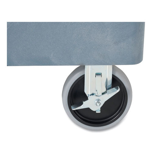 Image of Rubbermaid® Commercial BRUTE Heavy-Duty Ergo Handle Utility Cart, Plastic, Two Shelves, 500 lb Capacity, 25.5" x 44" x 39", Gray