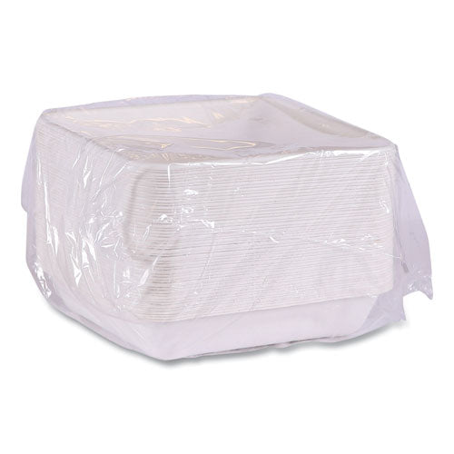 Image of Eco-Products® Vanguard Worldview Renewable and Compostable Sugarcane Take-Out Containers, 47 oz, 9 x 9 x 1.5, White, 200/Carton