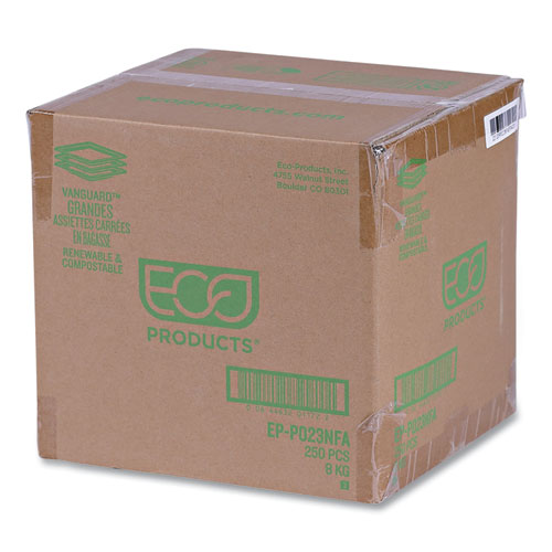 Image of Eco-Products® Vanguard Renewable and Compostable Sugarcane Plates, 10 x 10, White, 250/Carton