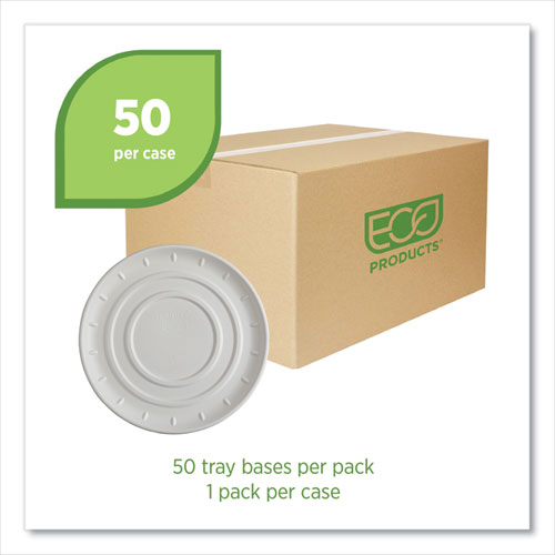 Image of Eco-Products® Vanguard Molded Fiber Pizza Tray, 14" Diameter, White, Sugarcane, 50/Carton