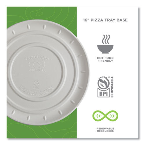 Image of Eco-Products® Vanguard Molded Fiber Pizza Tray, 16" Diameter, White, Sugarcane, 50/Carton