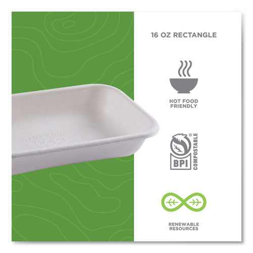 Image of Eco-Products® Vanguard Worldview Renewable and Compostable Sugarcane Take-Out Containers, 16 oz, 7 x 5 x 1, White, 400/Carton