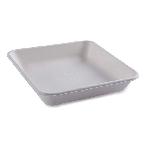 Image of Eco-Products® Vanguard Worldview Renewable and Compostable Sugarcane Take-Out Containers, 47 oz, 9 x 9 x 1.5, White, 200/Carton