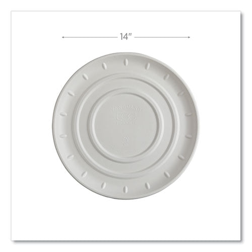 Image of Eco-Products® Vanguard Molded Fiber Pizza Tray, 14" Diameter, White, Sugarcane, 50/Carton