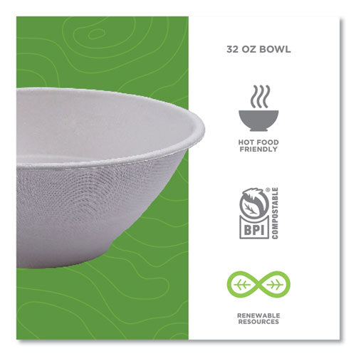 Image of Eco-Products® Vanguard Renewable and Compostable Sugarcane Bowls, 32 oz, White, 400/Carton
