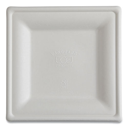 Image of Eco-Products® Vanguard Renewable and Compostable Sugarcane Plates, 10 x 10, White, 250/Carton