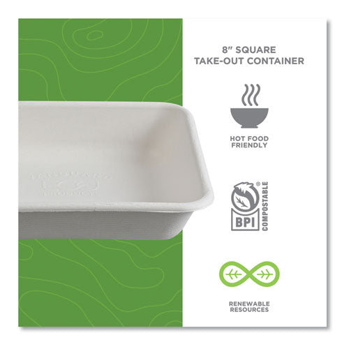 Image of Eco-Products® Vanguard Worldview Renewable and Compostable Sugarcane Take-Out Containers, 36 oz, 8 x 8 x 2, White, 200/Carton