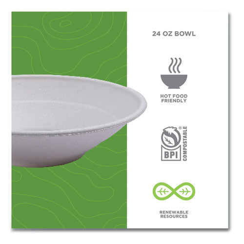 Image of Eco-Products® Vanguard Renewable and Compostable Sugarcane Bowls, 24 oz, White, 400/Carton