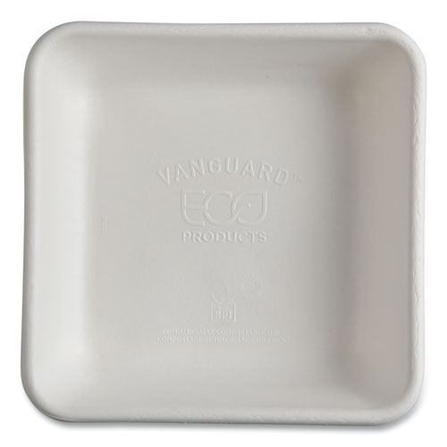 Image of Eco-Products® Vanguard Worldview Renewable and Compostable Sugarcane Take-Out Containers, 36 oz, 8 x 8 x 2, White, 200/Carton