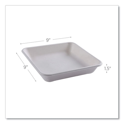 Image of Eco-Products® Vanguard Worldview Renewable and Compostable Sugarcane Take-Out Containers, 47 oz, 9 x 9 x 1.5, White, 200/Carton