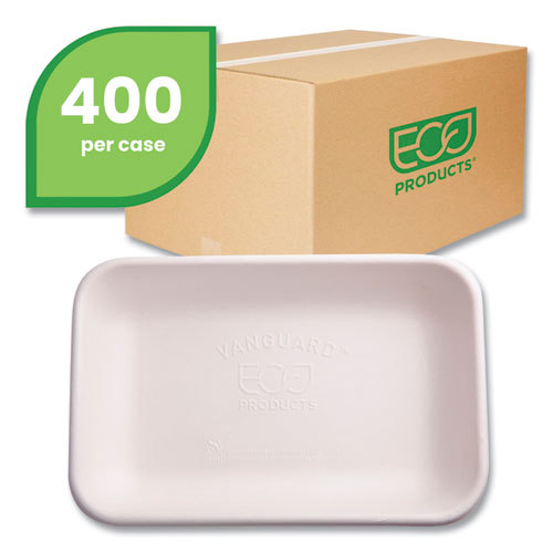 Image of Eco-Products® Vanguard Worldview Renewable and Compostable Sugarcane Take-Out Containers, 24 oz, 8 x 6 x 1, White, 400/Carton