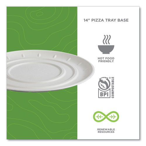 Image of Eco-Products® Vanguard Molded Fiber Pizza Tray, 14" Diameter, White, Sugarcane, 50/Carton