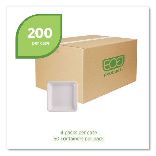 Image of Eco-Products® Vanguard Worldview Renewable and Compostable Sugarcane Take-Out Containers, 47 oz, 9 x 9 x 1.5, White, 200/Carton