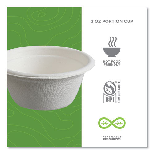 Image of Eco-Products® Vanguard Renewable and Compostable Sugarcane Portion Cups, 2 oz, White, 2,500/Carton
