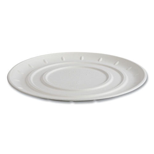 Image of Eco-Products® Vanguard Molded Fiber Pizza Tray, 14" Diameter, White, Sugarcane, 50/Carton