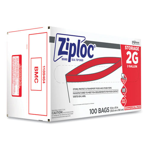 Image of Ziploc® Double Zipper Storage Bags, 2 Gallon, 15" x 13", Clear, 100/Carton