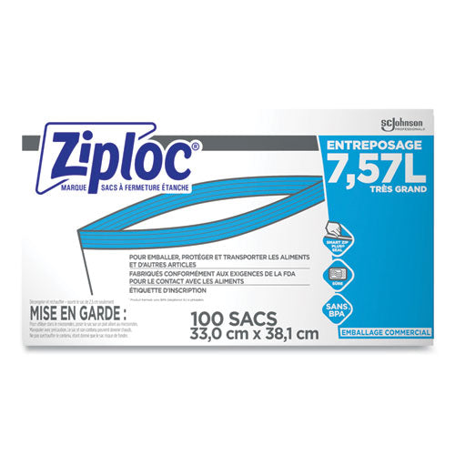 Image of Ziploc® Zipper Freezer Bags, 2 gal, 13" x 15.5", Clear, 100/Carton