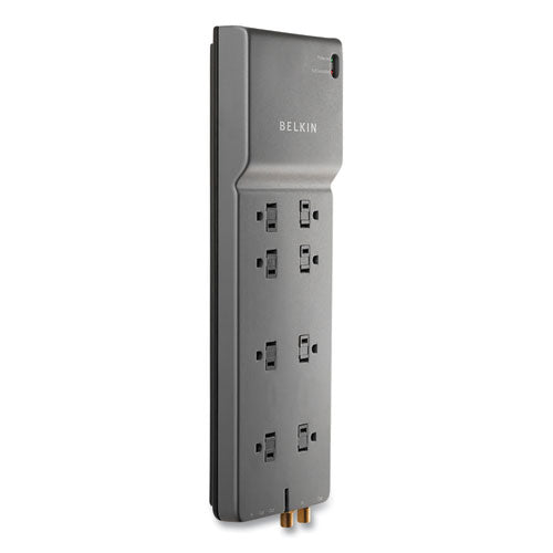 Image of Belkin® Home/Office Surge Protector, 8 AC Outlets, 12 ft Cord, 3,390 J, Dark Gray
