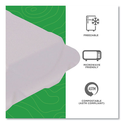 Image of Eco-Products® Vanguard Renewable and Compostable Sugarcane Clamshells, 3 Compartments, 8 x 8 x 3, White, 200/Carton