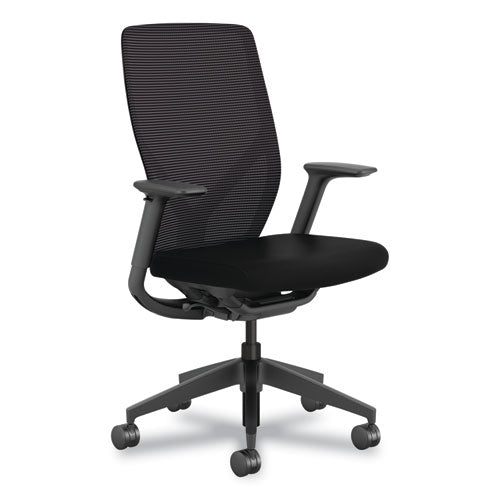 Image of HON® Flexion Mesh Back Task Chair, Supports Up to 300lb, 14.81" to 19.7" Seat Height, Black Seat/Back/Base