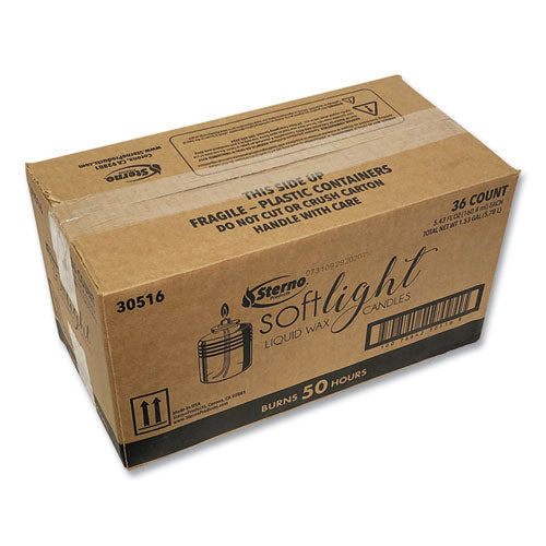 Image of Sterno® Soft Light Liquid Wax, 50 Hour Burn, 126 g, Clear, 36/Carton