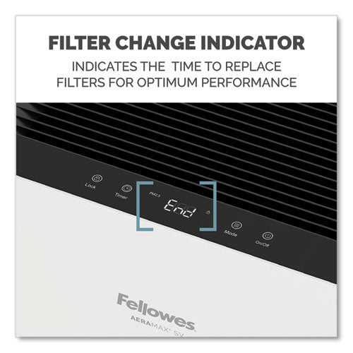 Image of Fellowes® AeraMax SV Air Purifier, 1,500 sq ft Room Capacity, White/Black