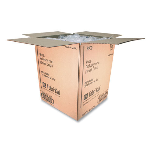 Image of Fabri-Kal® RK Ribbed Cold Drink Cups, 9 oz, Plastic, Clear, 100/Sleeve, 25 Sleeves/Carton