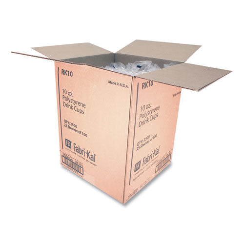 Image of Fabri-Kal® RK Ribbed Cold Drink Cups, 10 oz, Plastic, Clear, 100/Sleeve, 25 Sleeves/Carton