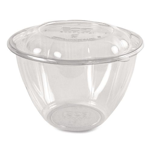 Image of Eco-Products® Renewable and Compostable Salad Bowls with Lids, 48 oz, Clear, Plastic, 150/Carton