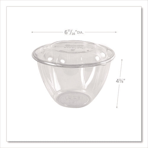 Image of Eco-Products® Renewable and Compostable Salad Bowls with Lids, 48 oz, Clear, Plastic, 150/Carton