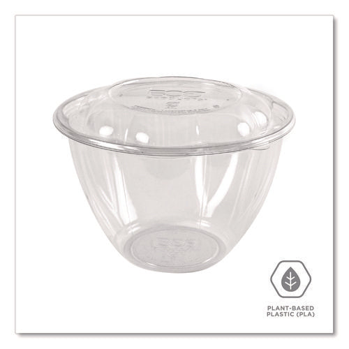Image of Eco-Products® Renewable and Compostable Salad Bowls with Lids, 48 oz, Clear, Plastic, 150/Carton