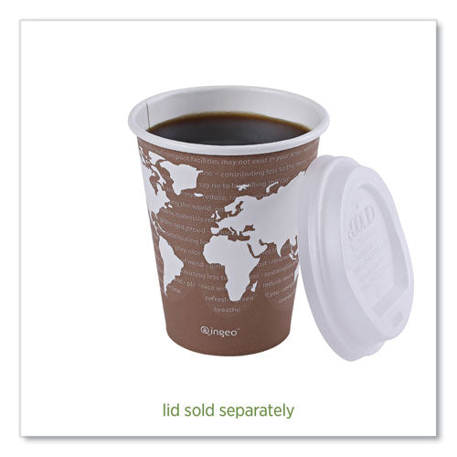 Image of Eco-Products® World Art Renewable and Compostable Hot Cups, 8 oz, Paper, Brown/White, 50/Pack, 20 Packs/Carton
