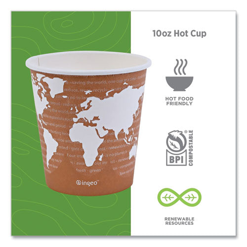 Image of Eco-Products® World Art Renewable and Compostable Hot Cups, 10 oz, Paper, Gray, 50/Pack, 20 Packs/Carton