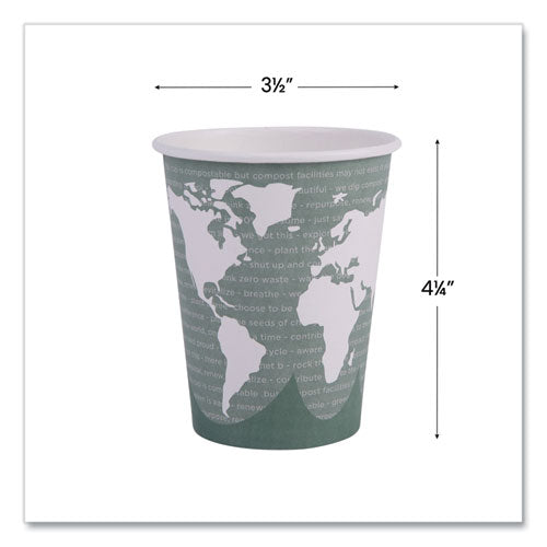 Image of Eco-Products® World Art Renewable and Compostable Hot Cups, 12 oz, Paper, Gray, 50/Pack, 20 Packs/Carton