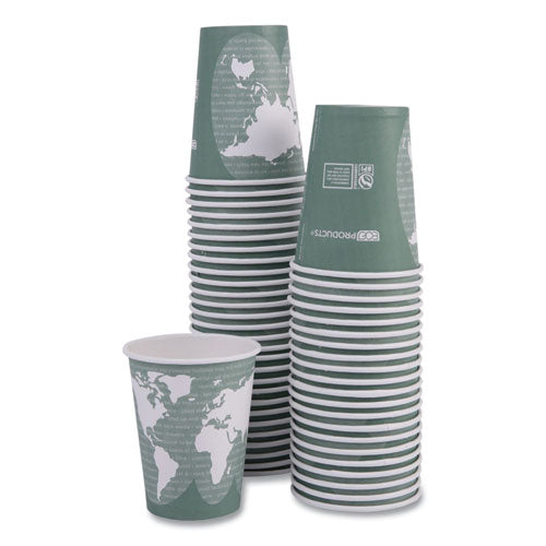 Image of Eco-Products® World Art Renewable and Compostable Hot Cups, 12 oz, Paper, Gray, 50/Pack, 20 Packs/Carton