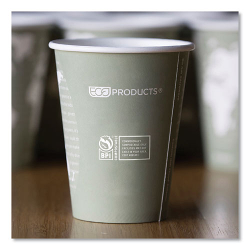 Image of Eco-Products® World Art Renewable and Compostable Hot Cups, 12 oz, Paper, Gray, 50/Pack, 20 Packs/Carton