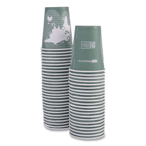 Image of Eco-Products® World Art Renewable and Compostable Hot Cups, 12 oz, Paper, Gray, 50/Pack