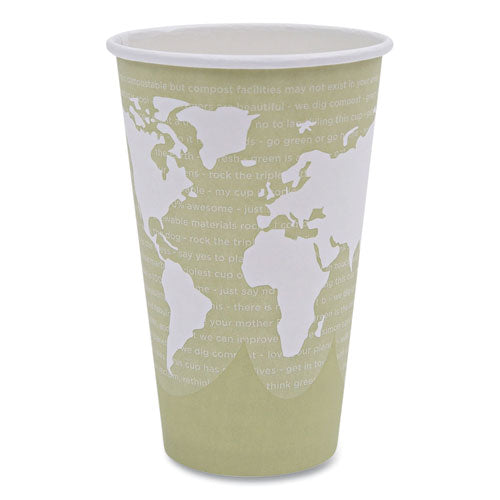 Image of Eco-Products® World Art Renewable and Compostable Hot Cups, 16 oz, Paper, Tan, 50/Pack, 20 Packs/Carton