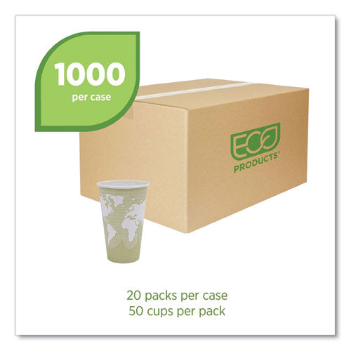 Image of Eco-Products® World Art Renewable and Compostable Hot Cups, 16 oz, Paper, Tan, 50/Pack, 20 Packs/Carton