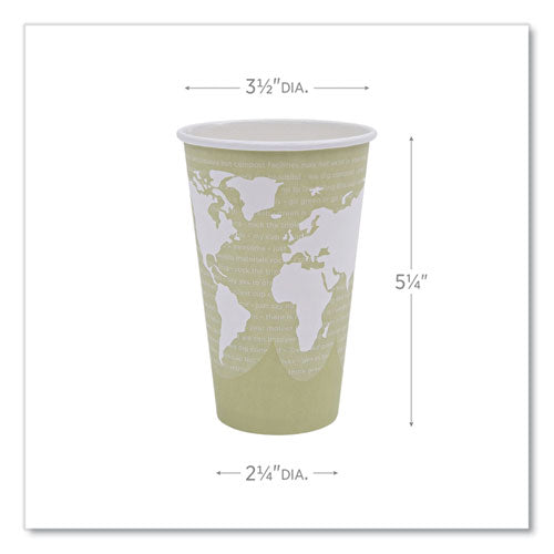 Image of Eco-Products® World Art Renewable and Compostable Hot Cups, 16 oz, Paper, Tan, 50/Pack, 20 Packs/Carton