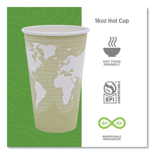 Image of Eco-Products® World Art Renewable and Compostable Hot Cups, 16 oz, Paper, Tan, 50/Pack, 20 Packs/Carton