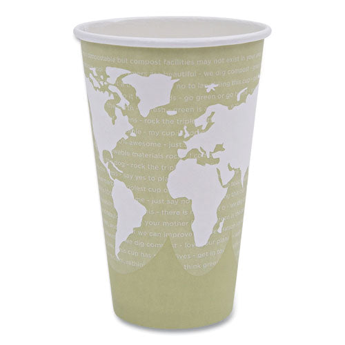 Image of Eco-Products® World Art Renewable and Compostable Hot Cups, 16 oz, Paper, Moss, 50/Pack