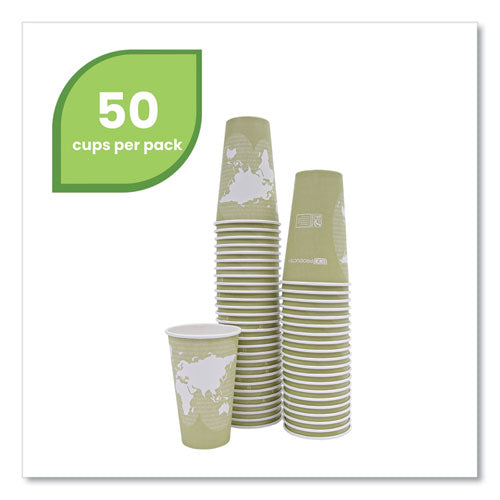 Image of Eco-Products® World Art Renewable and Compostable Hot Cups, 16 oz, Paper, Moss, 50/Pack