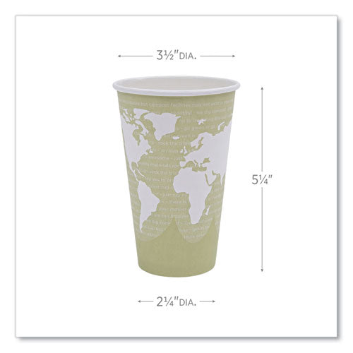Image of Eco-Products® World Art Renewable and Compostable Hot Cups, 16 oz, Paper, Moss, 50/Pack