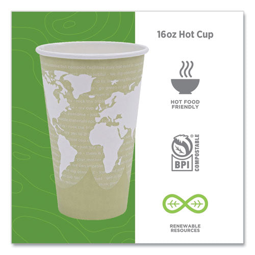 Image of Eco-Products® World Art Renewable and Compostable Hot Cups, 16 oz, Paper, Moss, 50/Pack