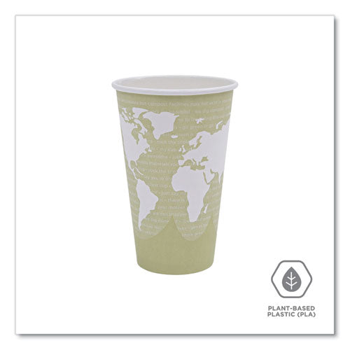 Image of Eco-Products® World Art Renewable and Compostable Hot Cups, 16 oz, Paper, Moss, 50/Pack