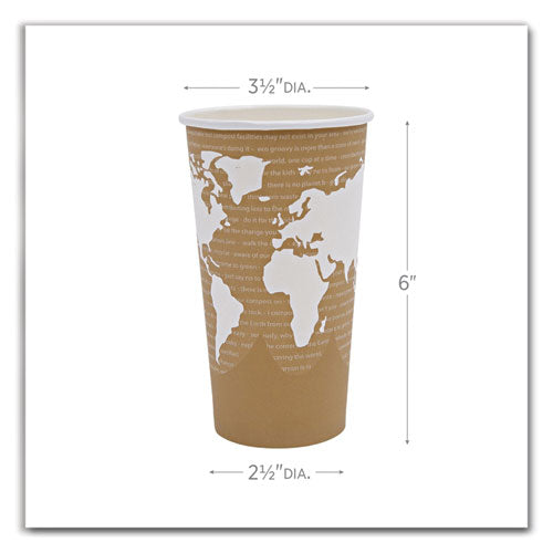 Image of Eco-Products® World Art Renewable and Compostable Hot Cups, 20 oz, Paper, Brown/White, 50/Pack, 20 Packs/Carton