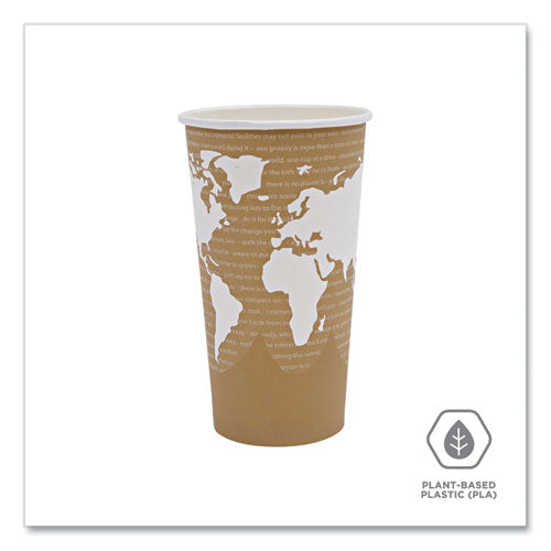 Image of Eco-Products® World Art Renewable and Compostable Hot Cups, 20 oz, Paper, Brown/White, 50/Pack, 20 Packs/Carton