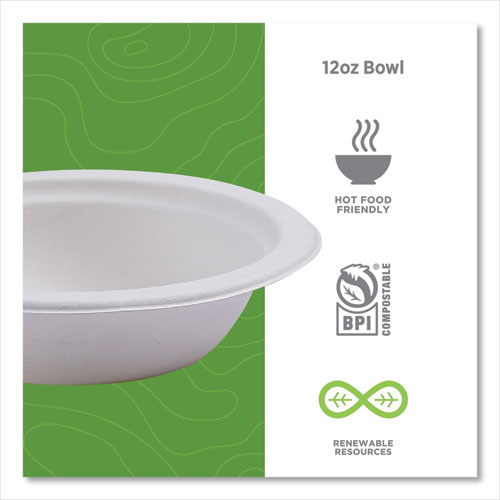 Image of Eco-Products® Vanguard Renewable And Compostable Sugarcane Bowls, 12 Oz, White, 1,000/carton